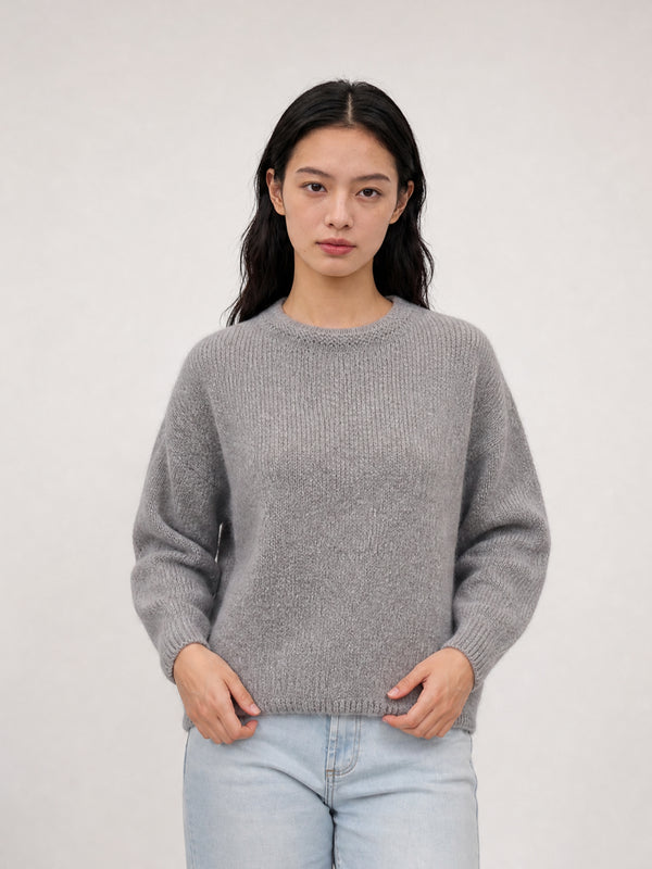 Pull duveteux en mohair mélangé à col rond – MCL23573