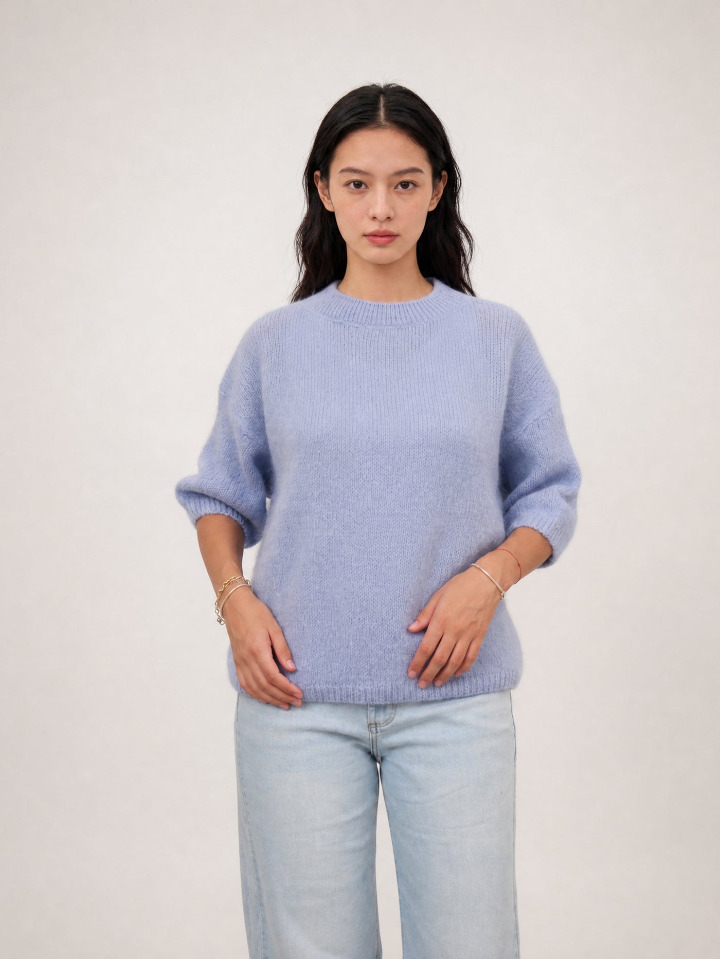 Pull en mohair à manches courtes, ligne ample – MCL24173