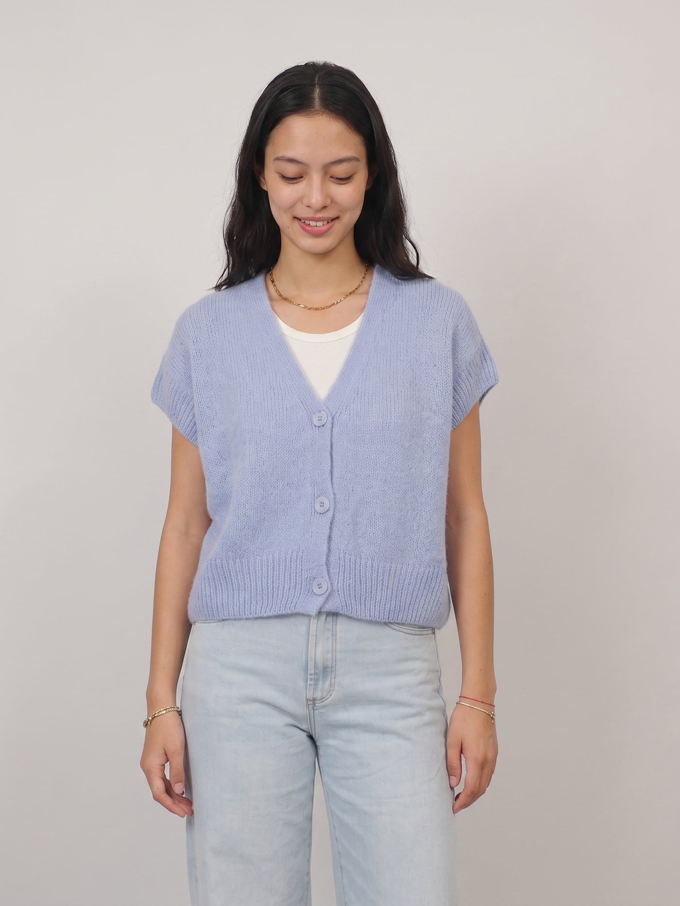 Gilet sans manches en mohair et laine boutonné – MCL25573