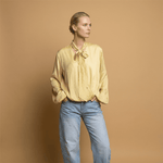 Load image into Gallery viewer, Flowy draped blouse with scarf collar – MF55793 
