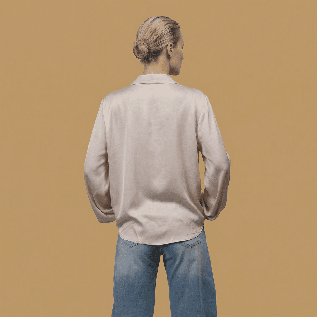 Flowy draped blouse with scarf collar – mf55793 