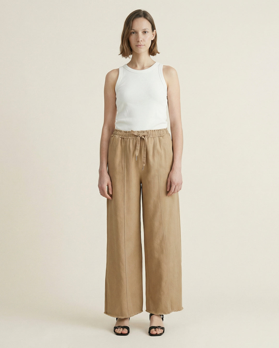 Pantalon large taille élastiquée en coton – MF56008