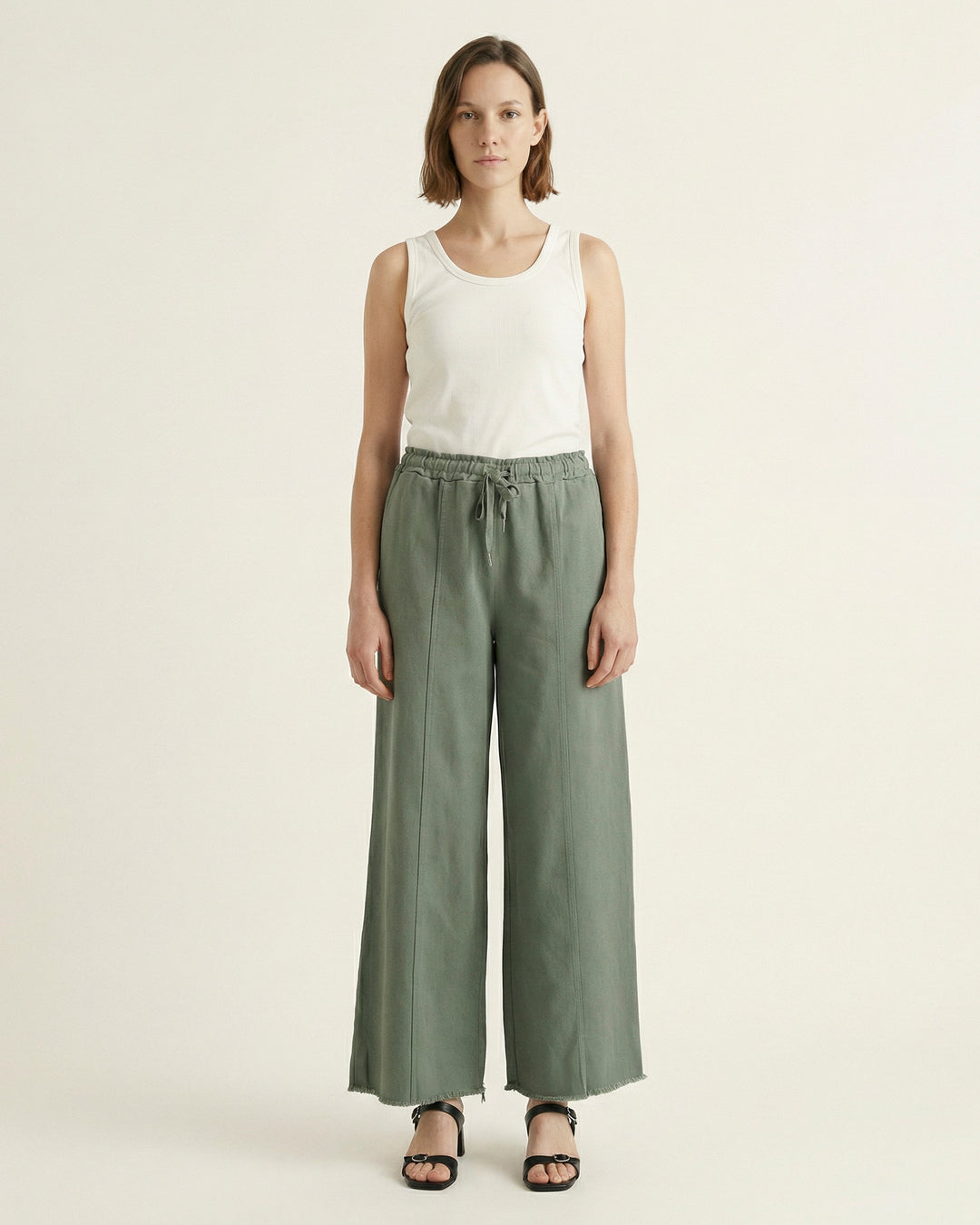 Pantalon large taille élastiquée en coton – MF56008
