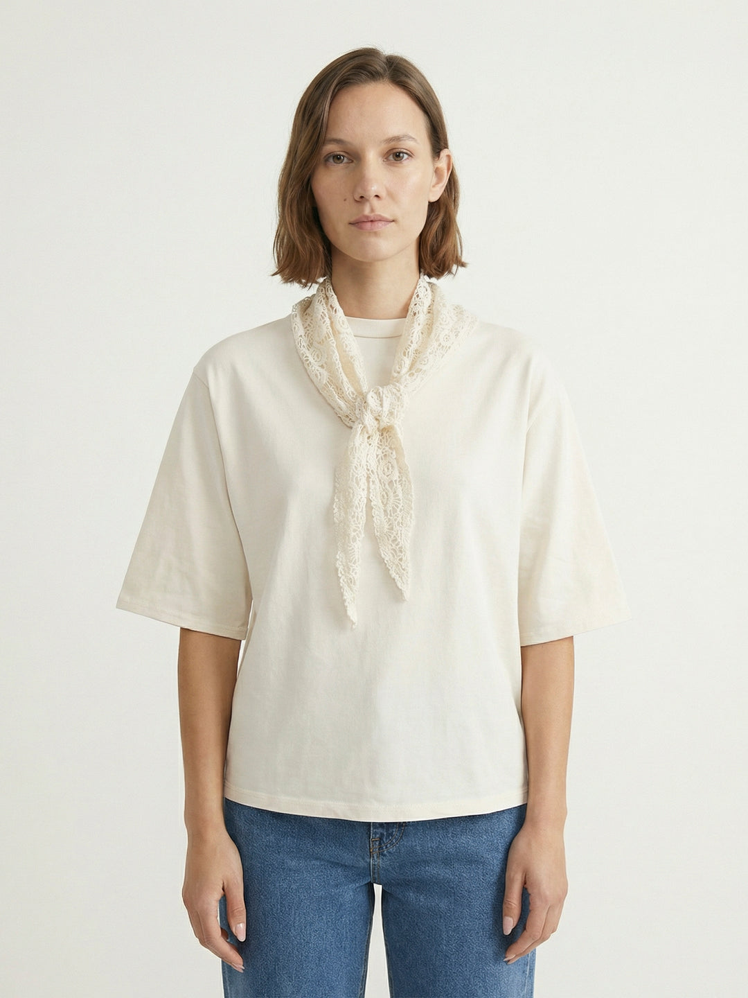 Sweat fluide col châle dentelle MF56147