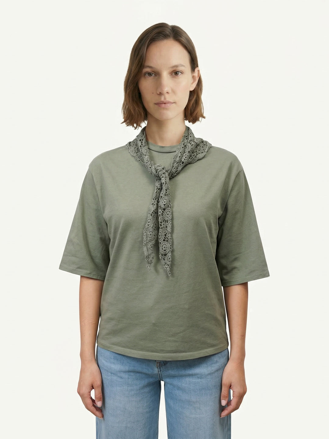 Sweat fluide col châle dentelle MF56147