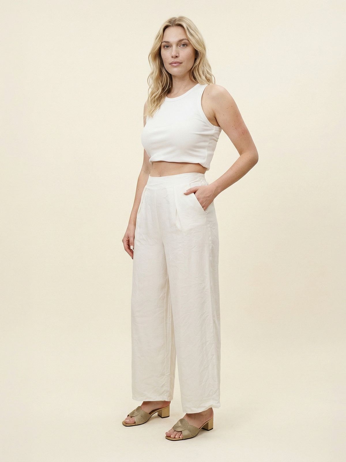 Wide leg high waisted trousers mf56159