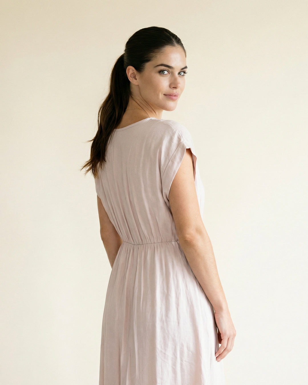 Fluid long dress with tie waist MF56161