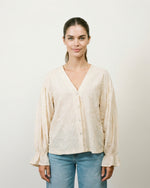 Charger l'image dans la galerie, Chemise brodée fleurs manches bouffantes MF56210
