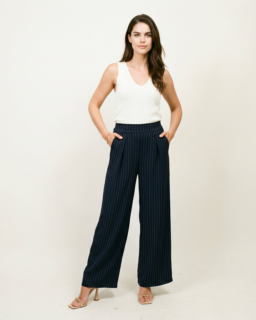 Wide-leg striped trousers MF56213