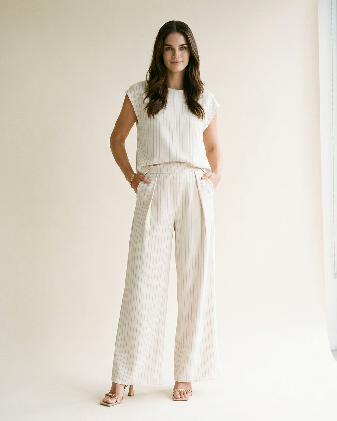 Wide-leg striped trousers MF56213