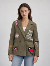 Striped Blazer with Embroidered Lettering – MJ84076