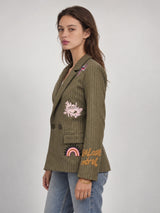 Striped Blazer with Embroidered Lettering – MJ84076