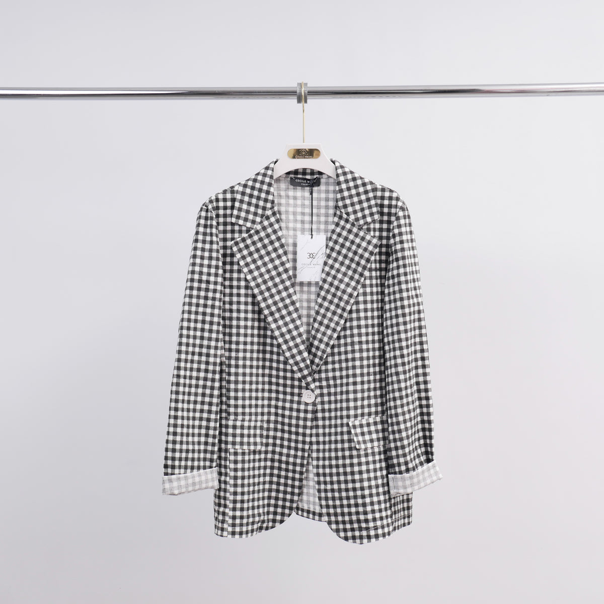 Gingham check blazer tdm66121 3