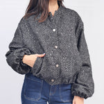 Load image into Gallery viewer, Sequin Bomber Jacket with Puff Sleeves TDM68824
