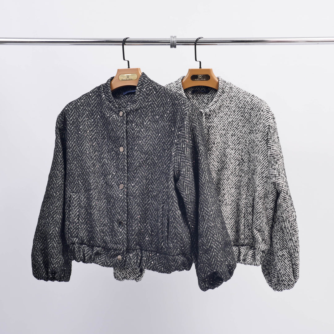 Sequin Bomber Jacket with Puff Sleeves TDM68824