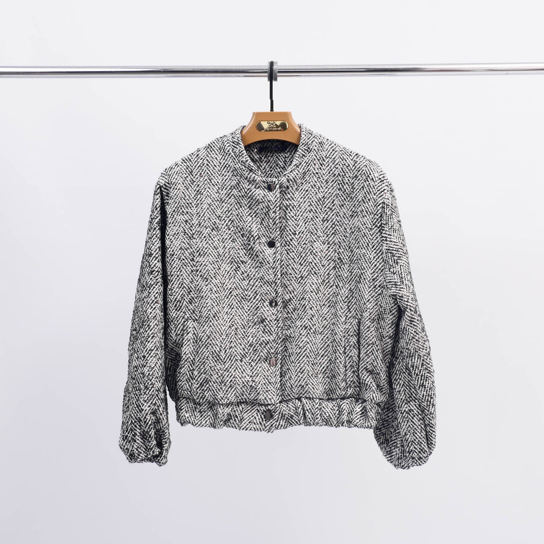 Sequin Bomber Jacket with Puff Sleeves TDM68824