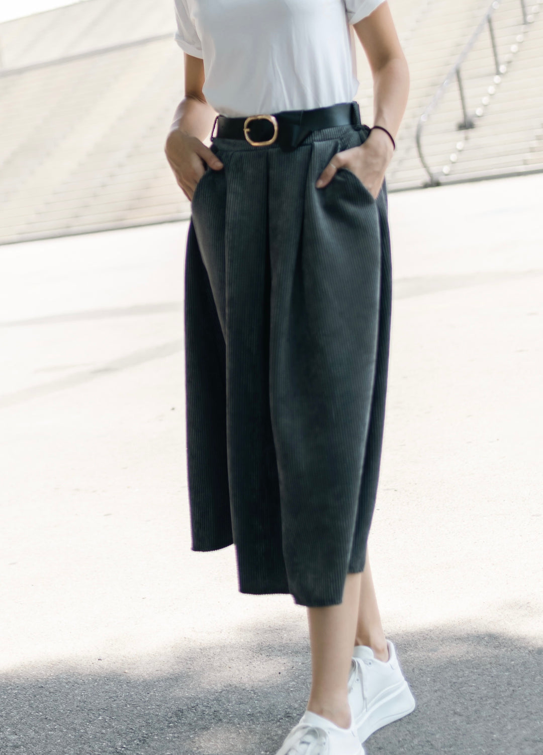 Corduroy Belted Skirt TDM52123-7