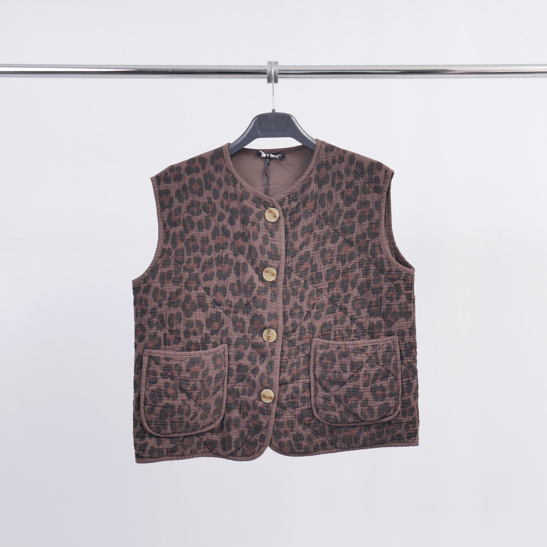 Gilet Matelassé Motif Léopard TDM07024-3