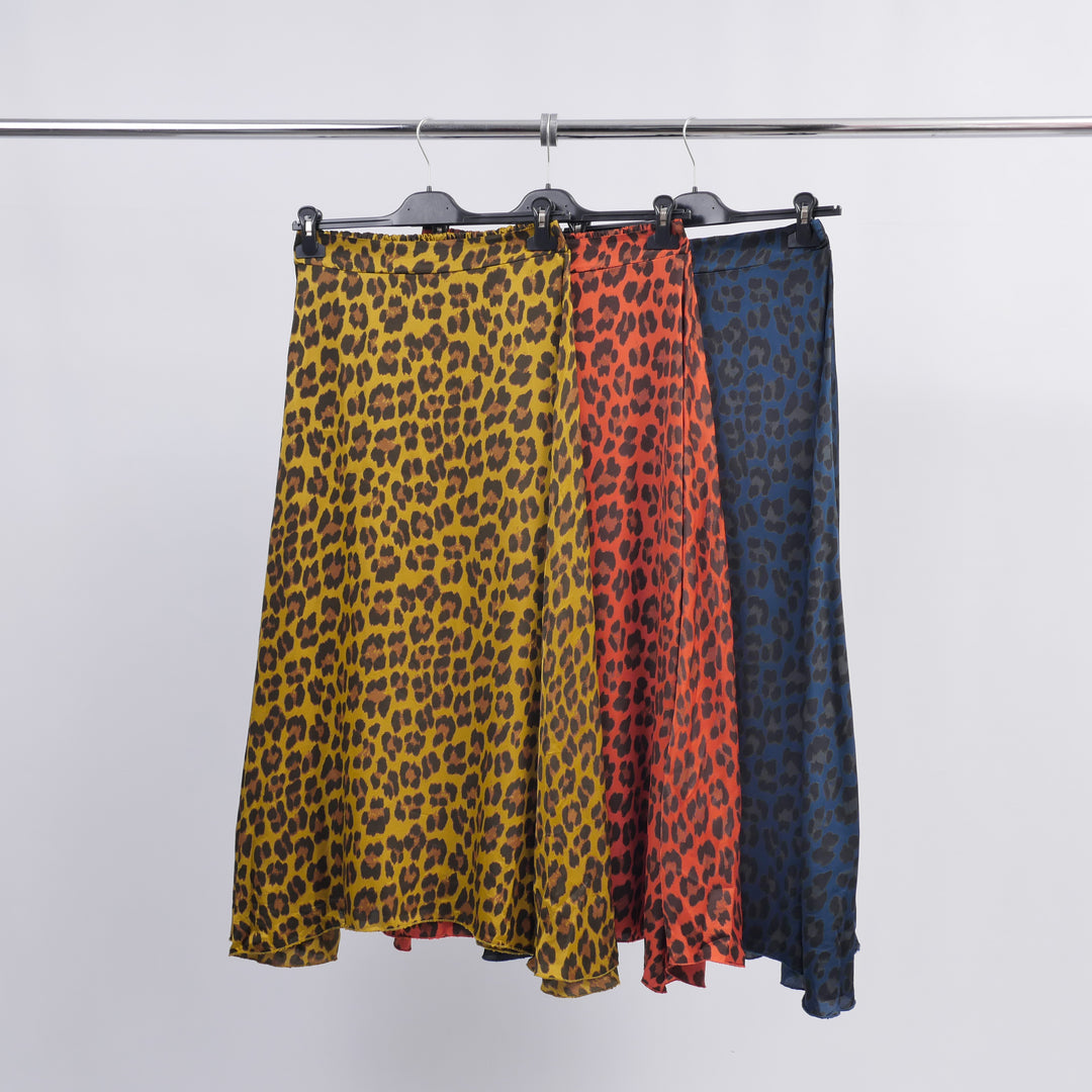 Leopard Print Satin Viscose Skirt TDM31919VS-20