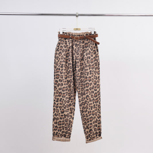 Pantalon ceinturé Motif Léopard TDM07823-2