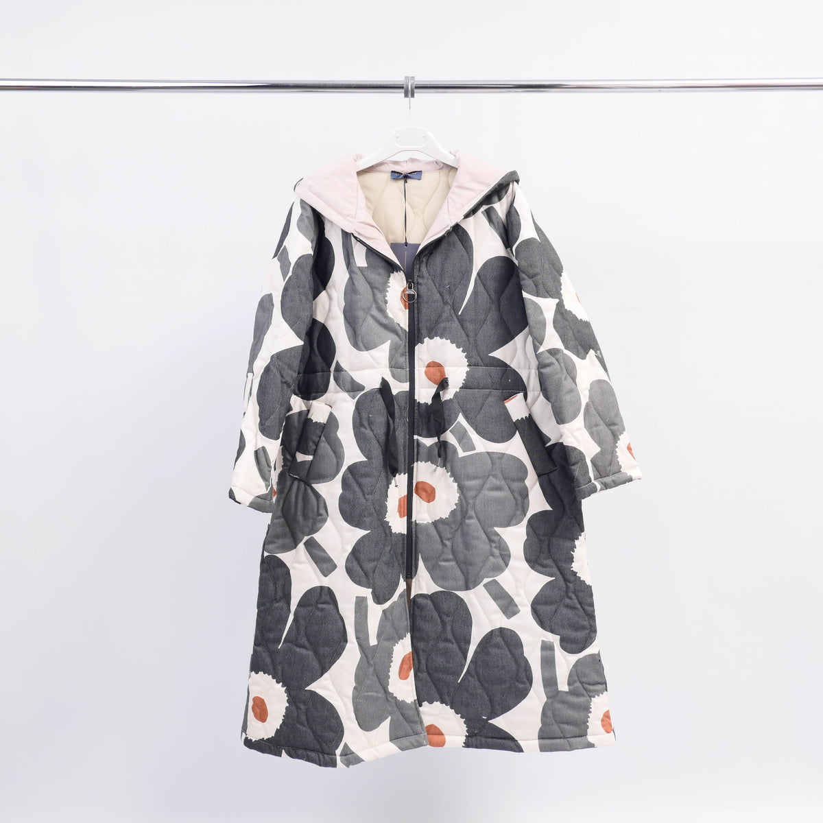 Hm3392 long quilted patterned coat