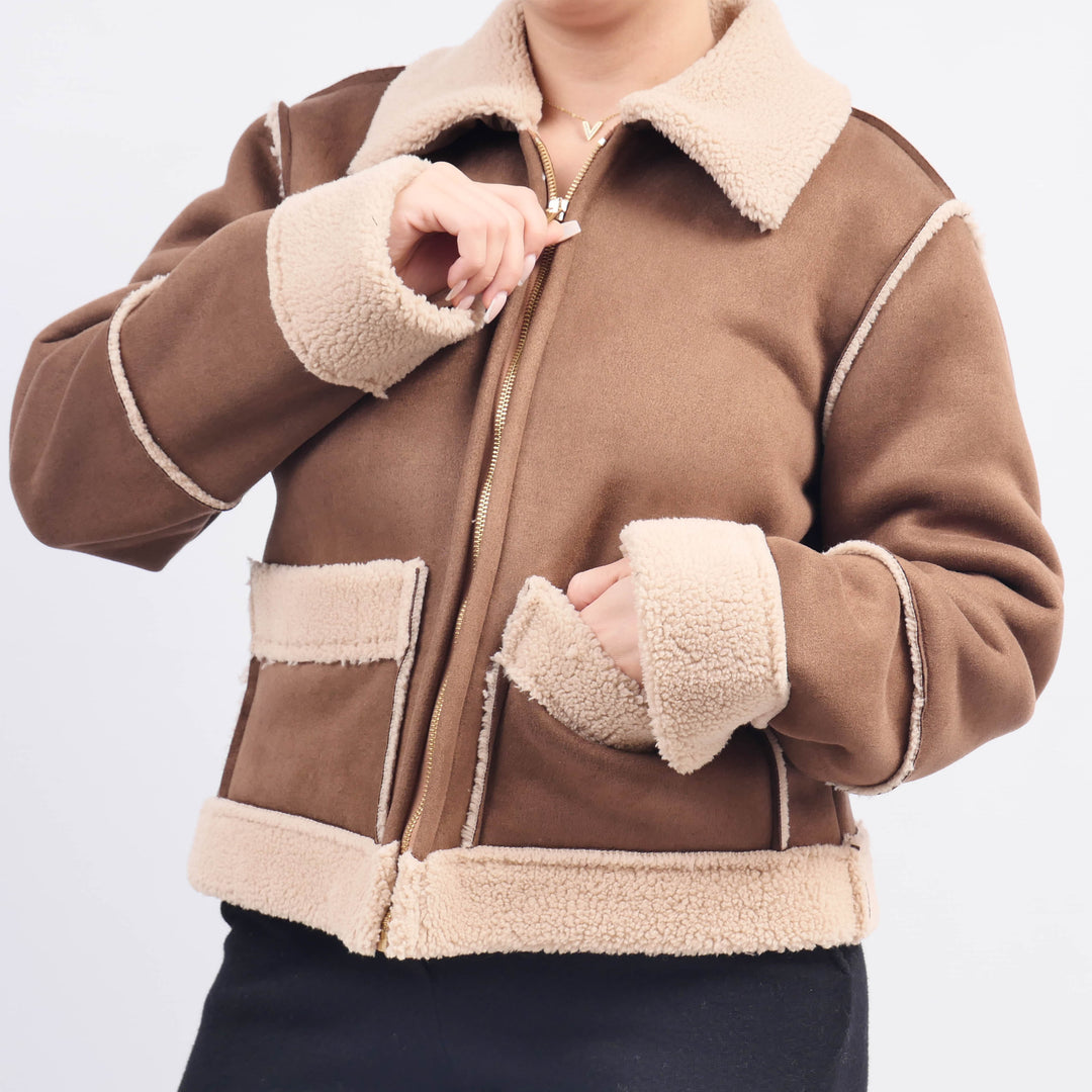 CVGI164 Zip-Up Shearling Jacket