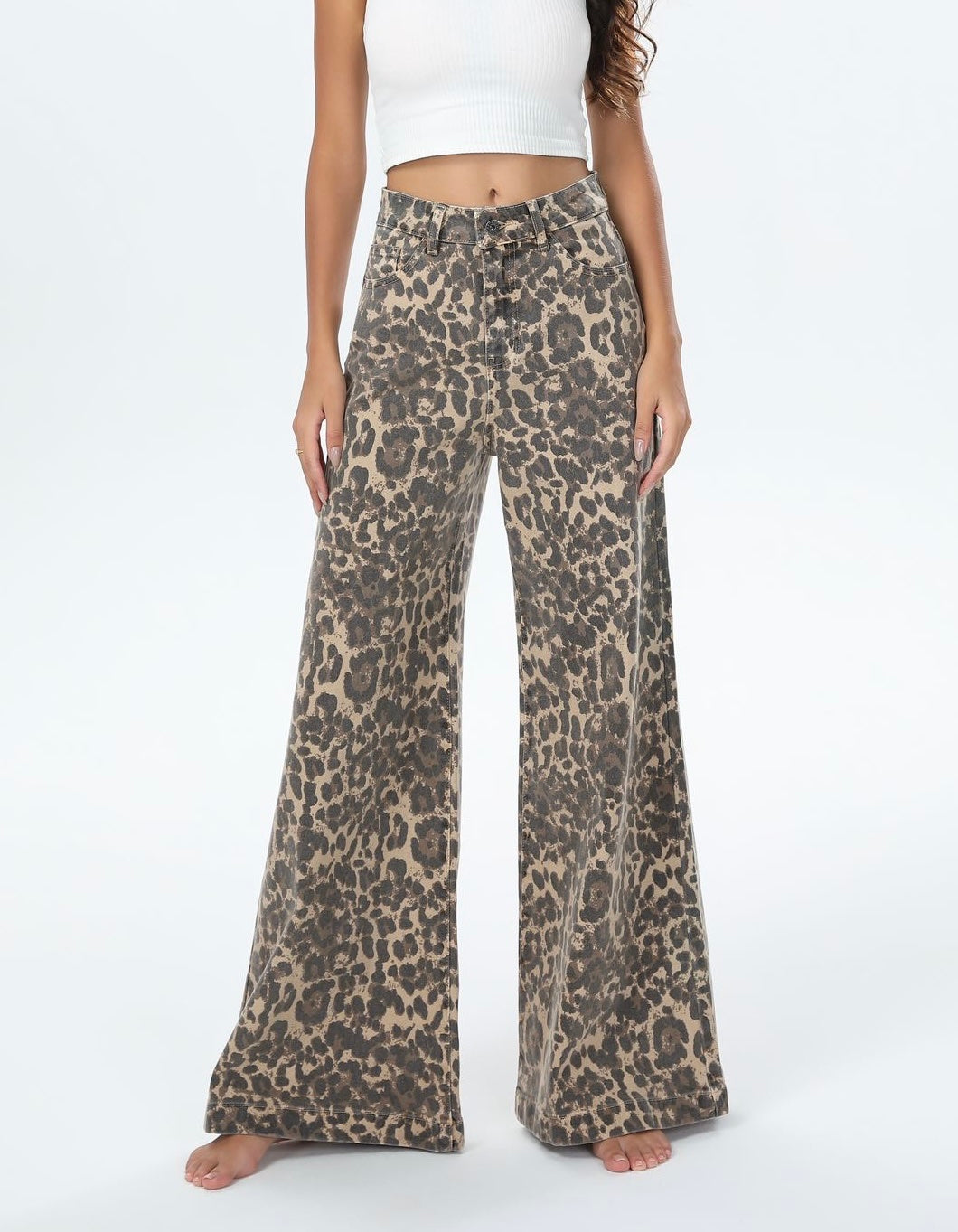 Pantalon Coton A Motif Léopard PF8208