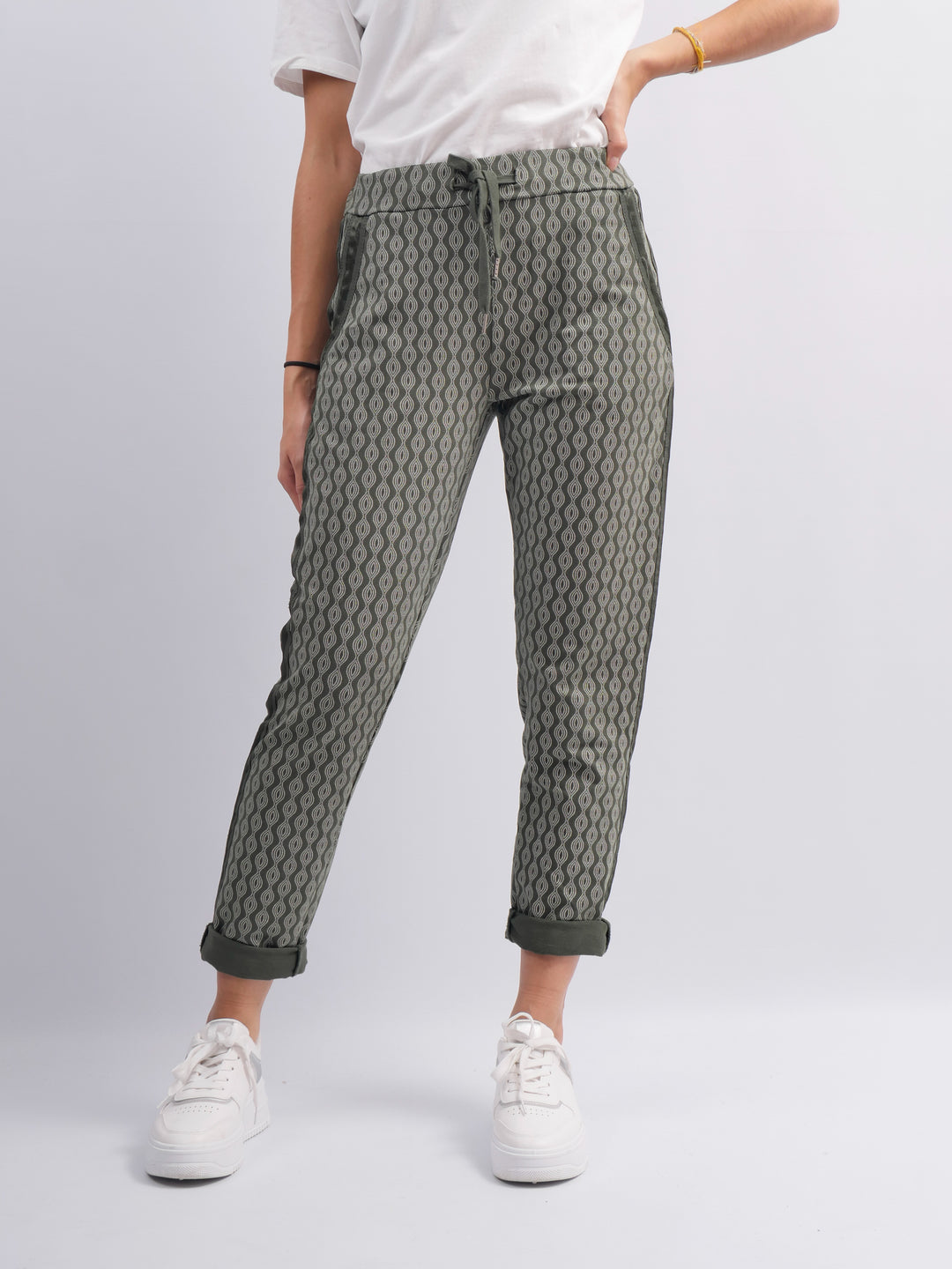 Patterned Drawstring Trousers CVA818171-2