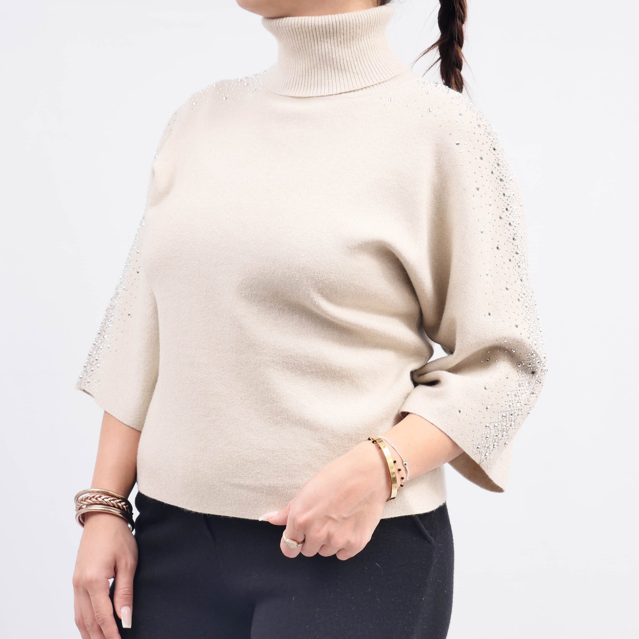 Pull Col Roulé Avec Strass DSY9339