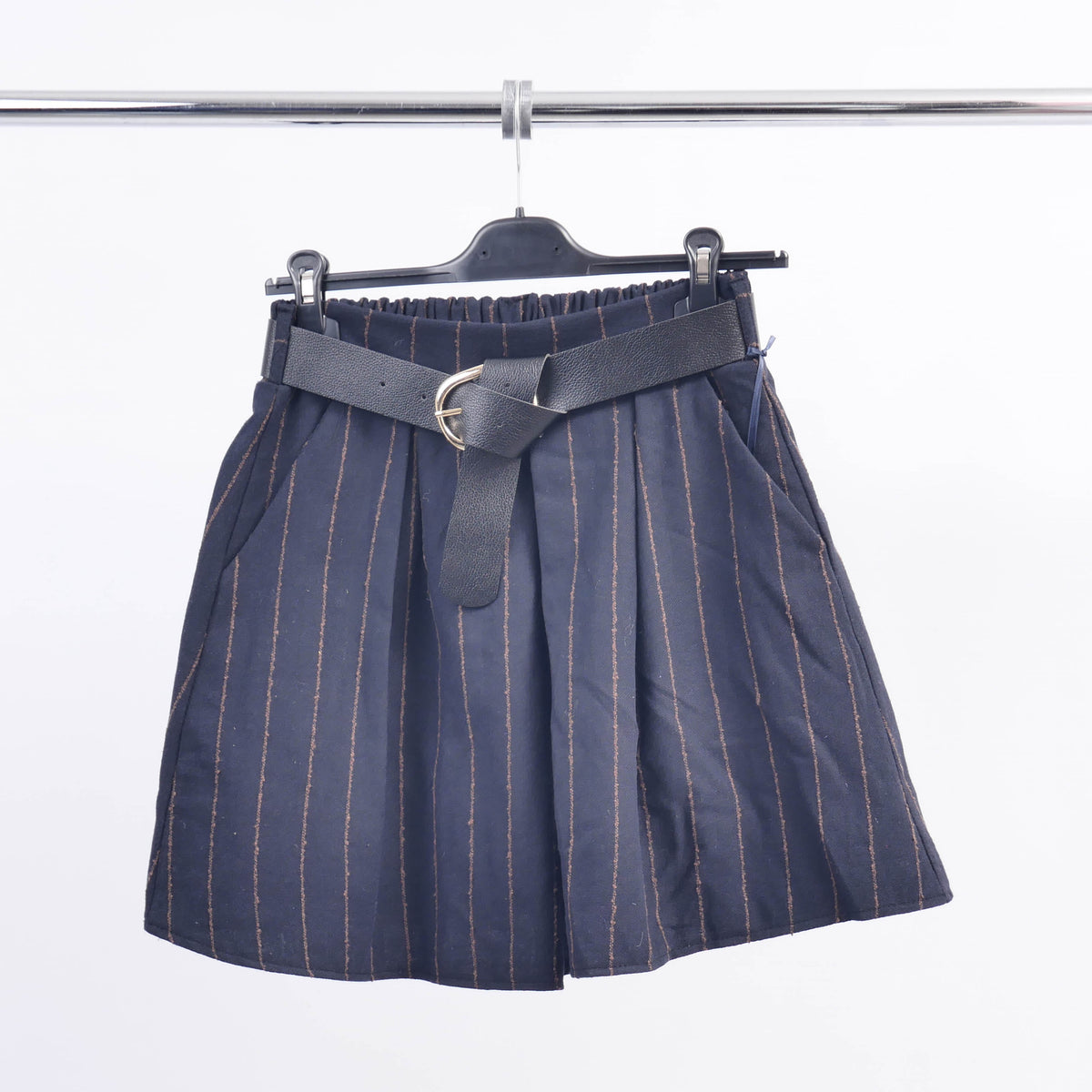 Striped belted short skirt tdm72824 2