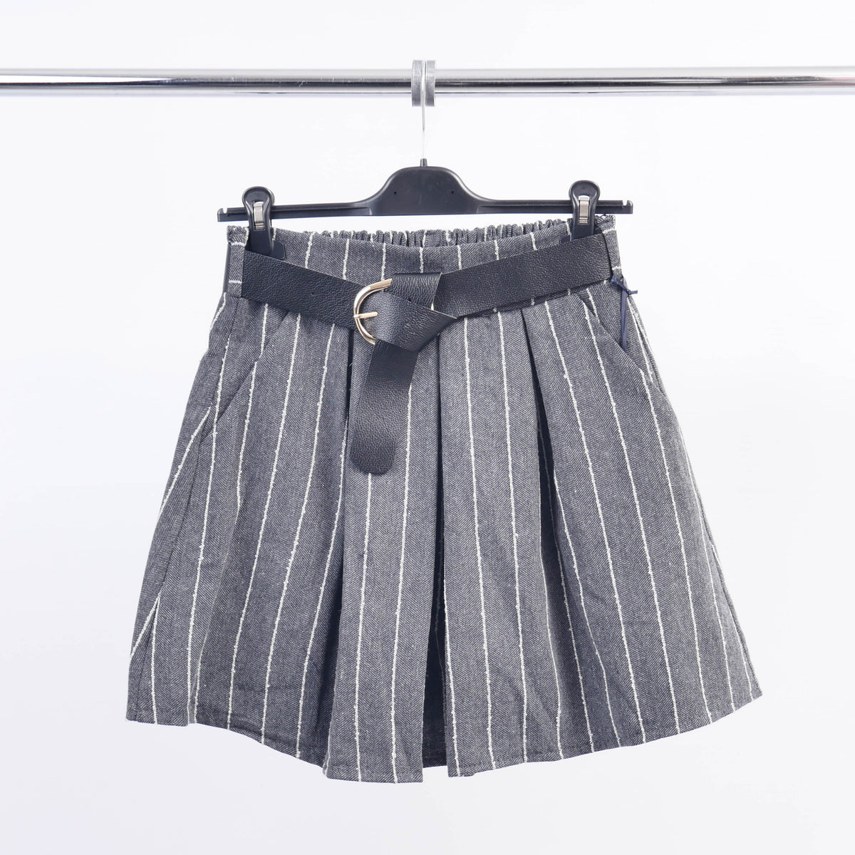 Striped belted short skirt tdm72824 2