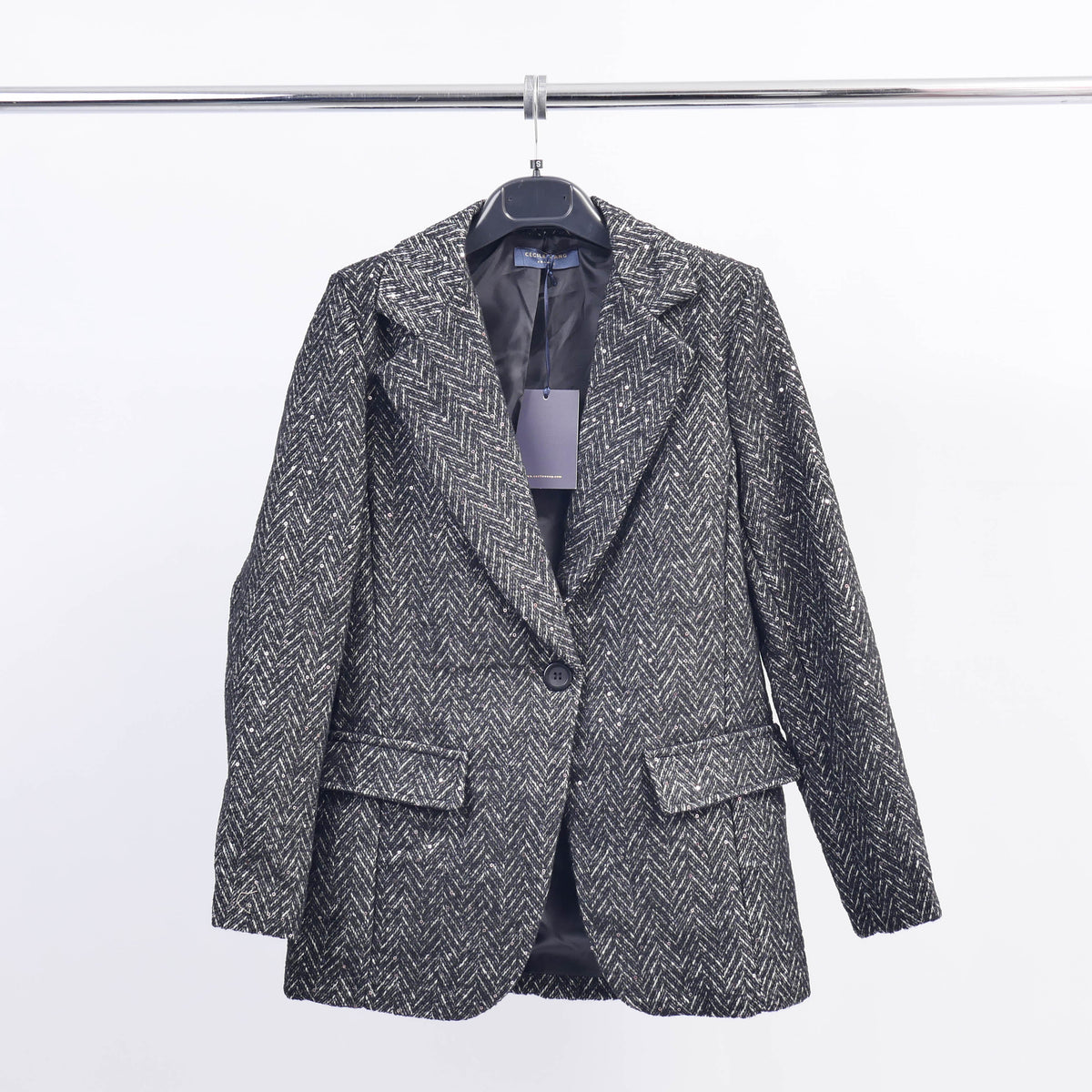 Herringbone blazer with sequins tdm55320 4