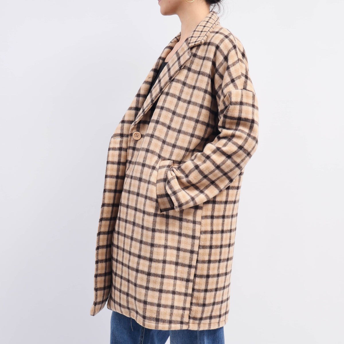 Long checked coat tdm57621