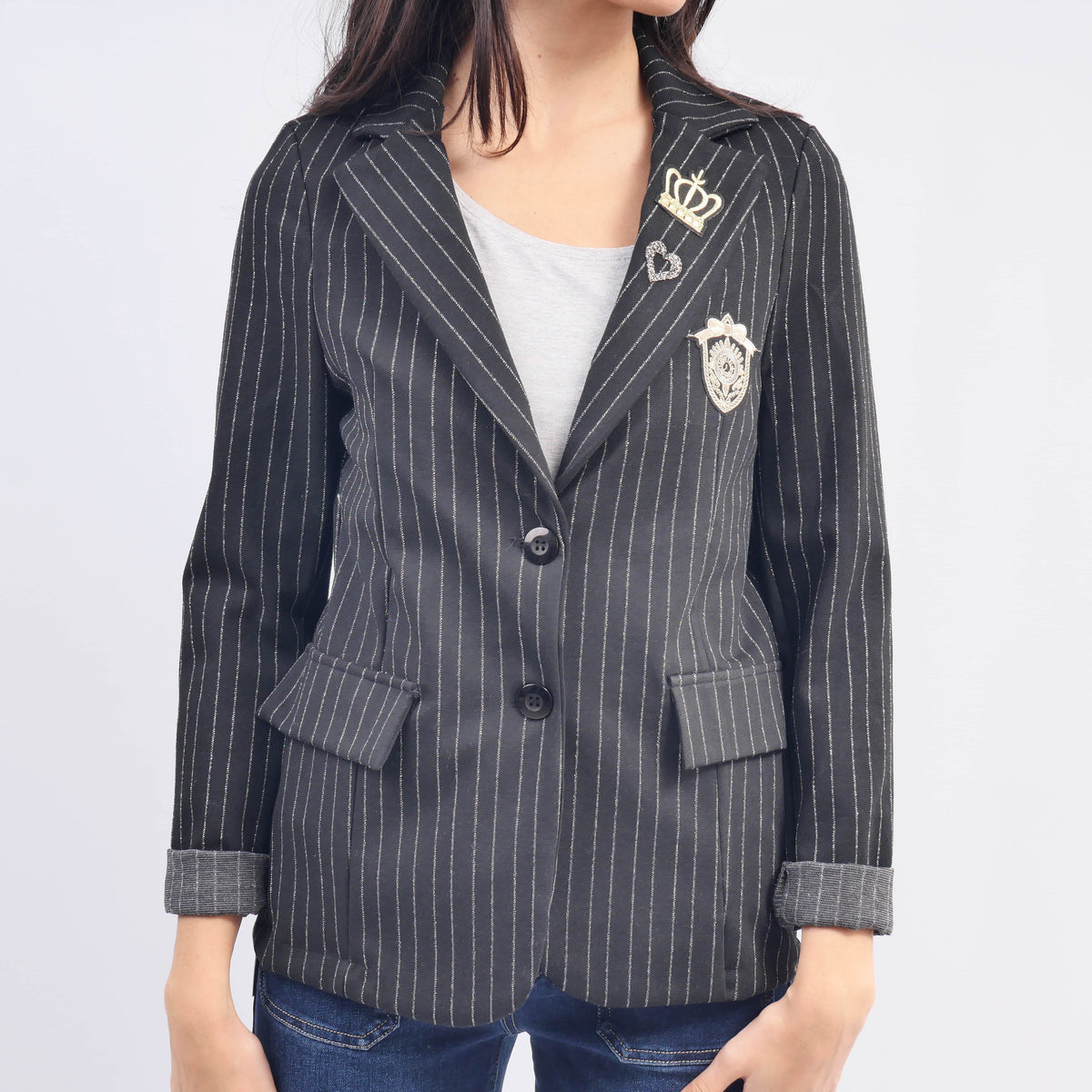 Veste a rayures avec ecussons brodés cva522727