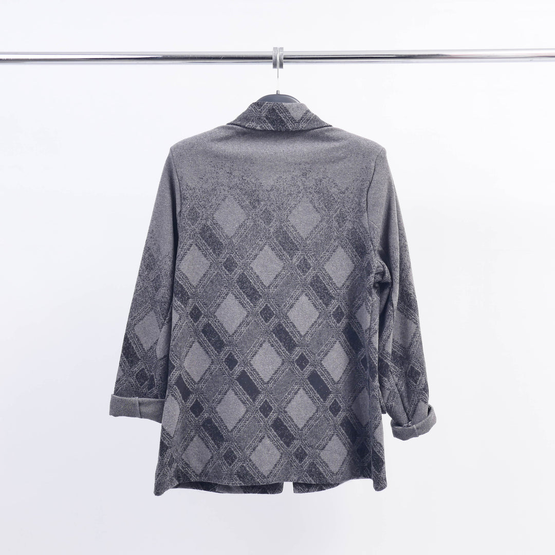 Checkered Blazer with Floral Patch CVA524809