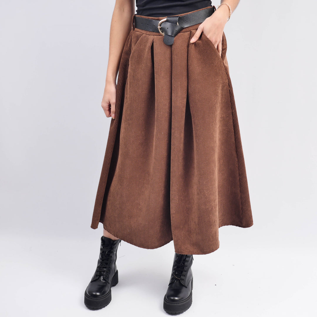Corduroy Belted Skirt TDM52123-7