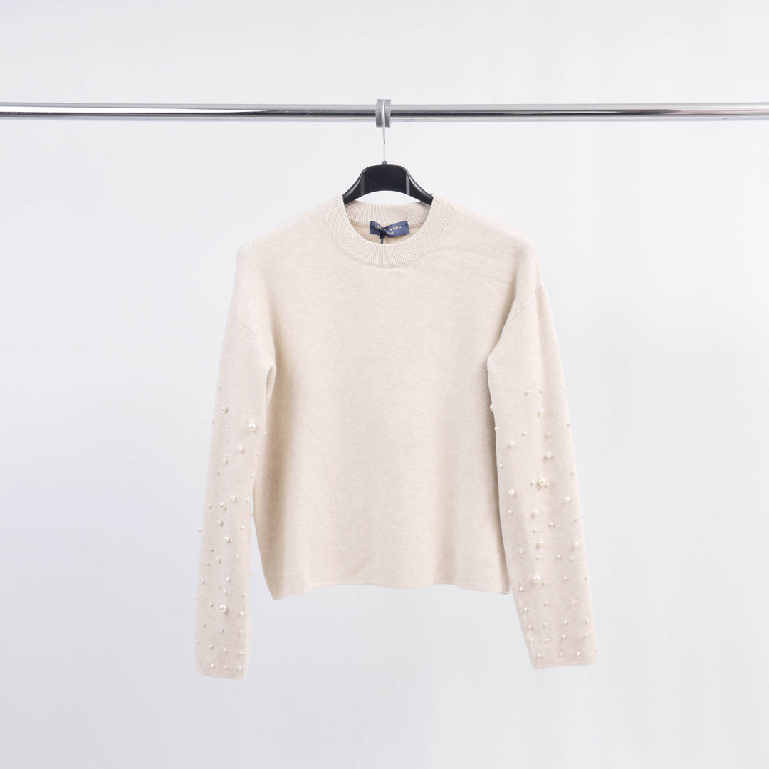 Round Neck Sweater with Pearls on the Sleeves DSY24226