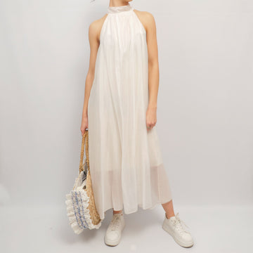 Robe longue dos noué en lyocell blanc – DB14300