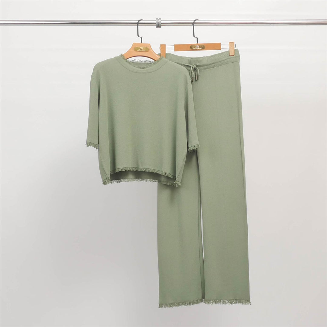 Soft knit fringed set – HY25001