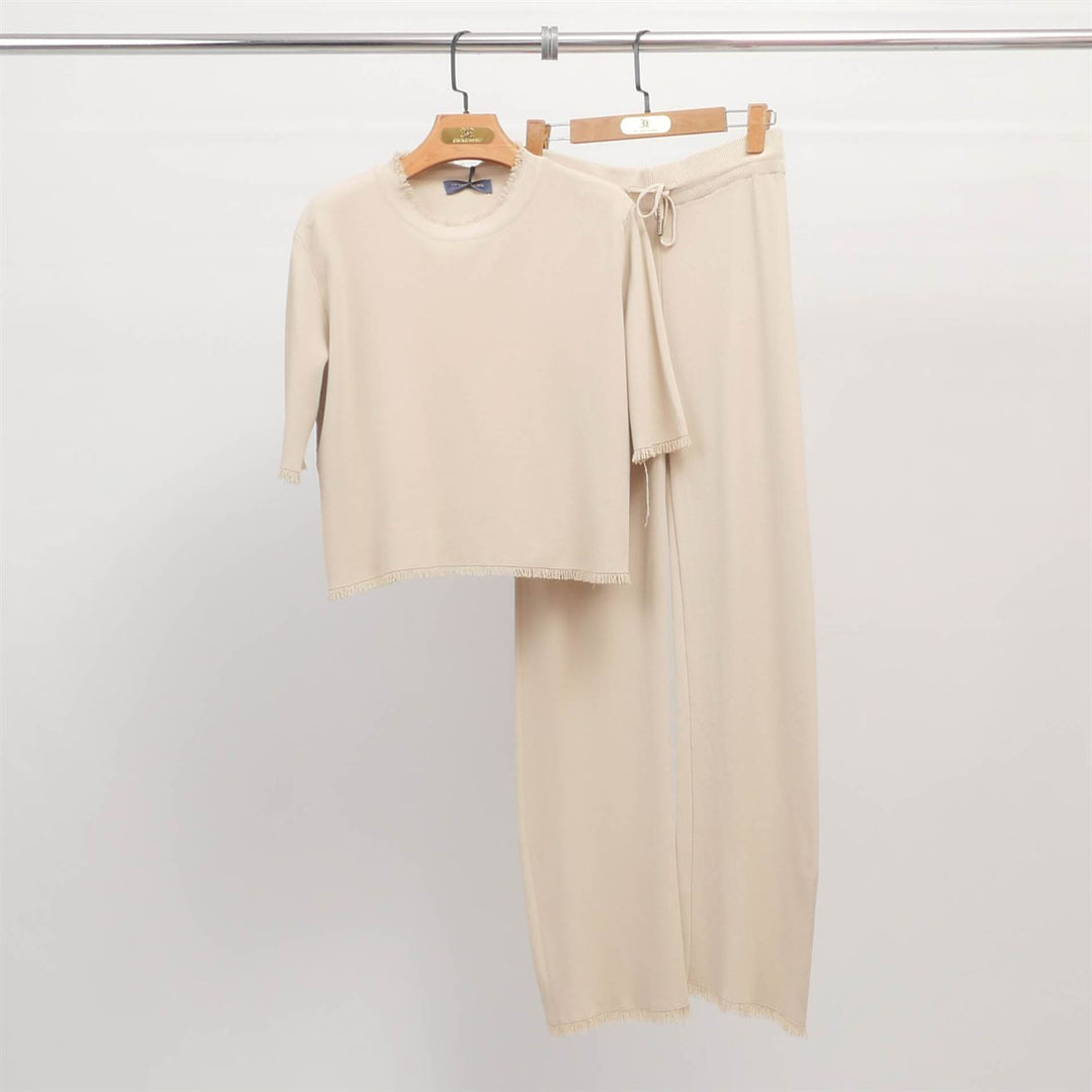 Soft knit fringed set – HY25001