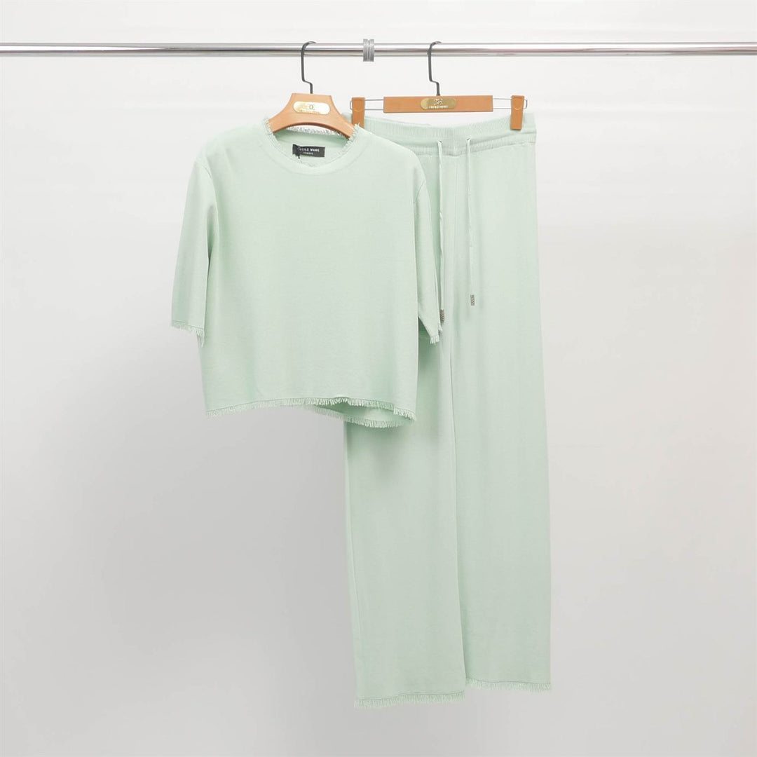 Soft knit fringed set – HY25001