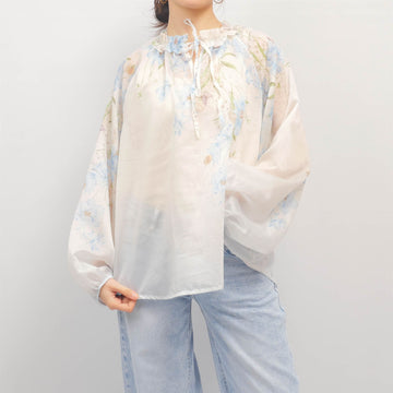Blouse fleurie col froncé en Tencel – KD8791ST