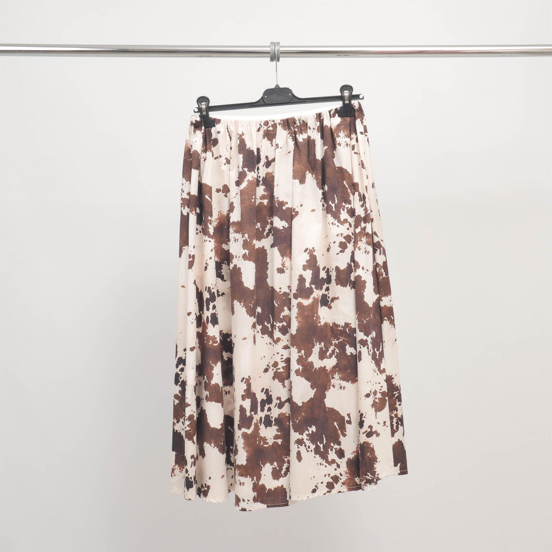 Jupe longue imprimé tacheté marron CMT115271