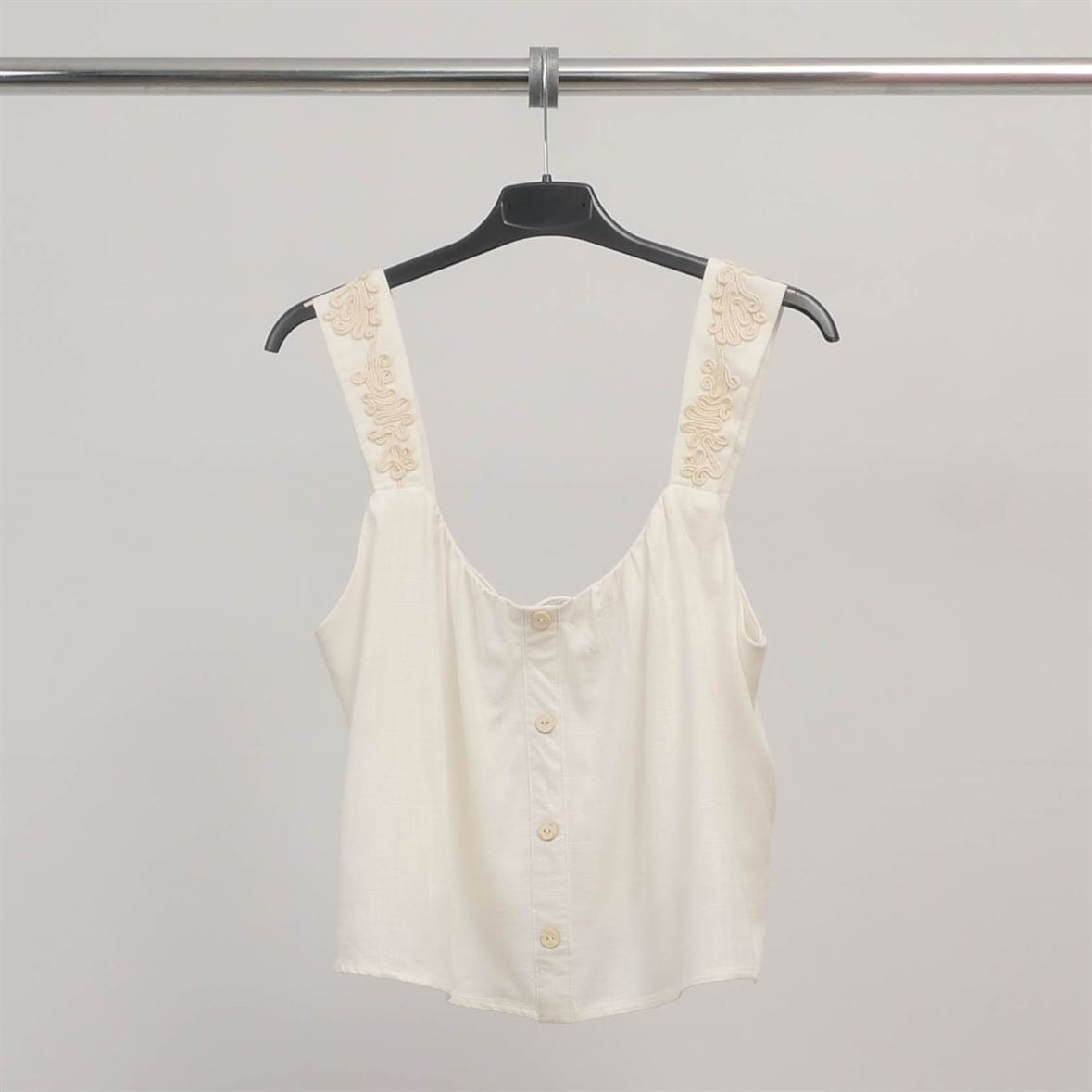 Pag1990 crop top with embroidered straps