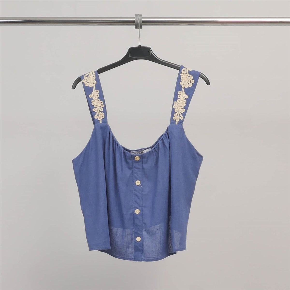 Pag1990 crop top with embroidered straps