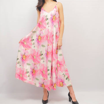 Robe longue à bretelles imprimé floral multicolore KD8676VP
