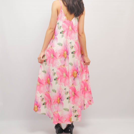 Robe longue à bretelles imprimé floral multicolore KD8676VP