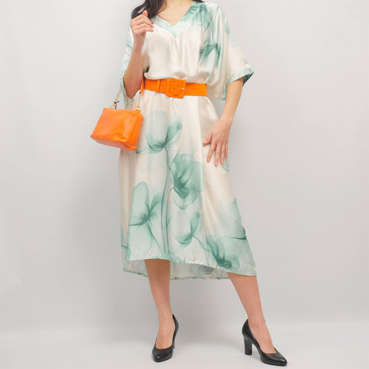 Caftan fluide imprimé floral col V KD9127VS-1