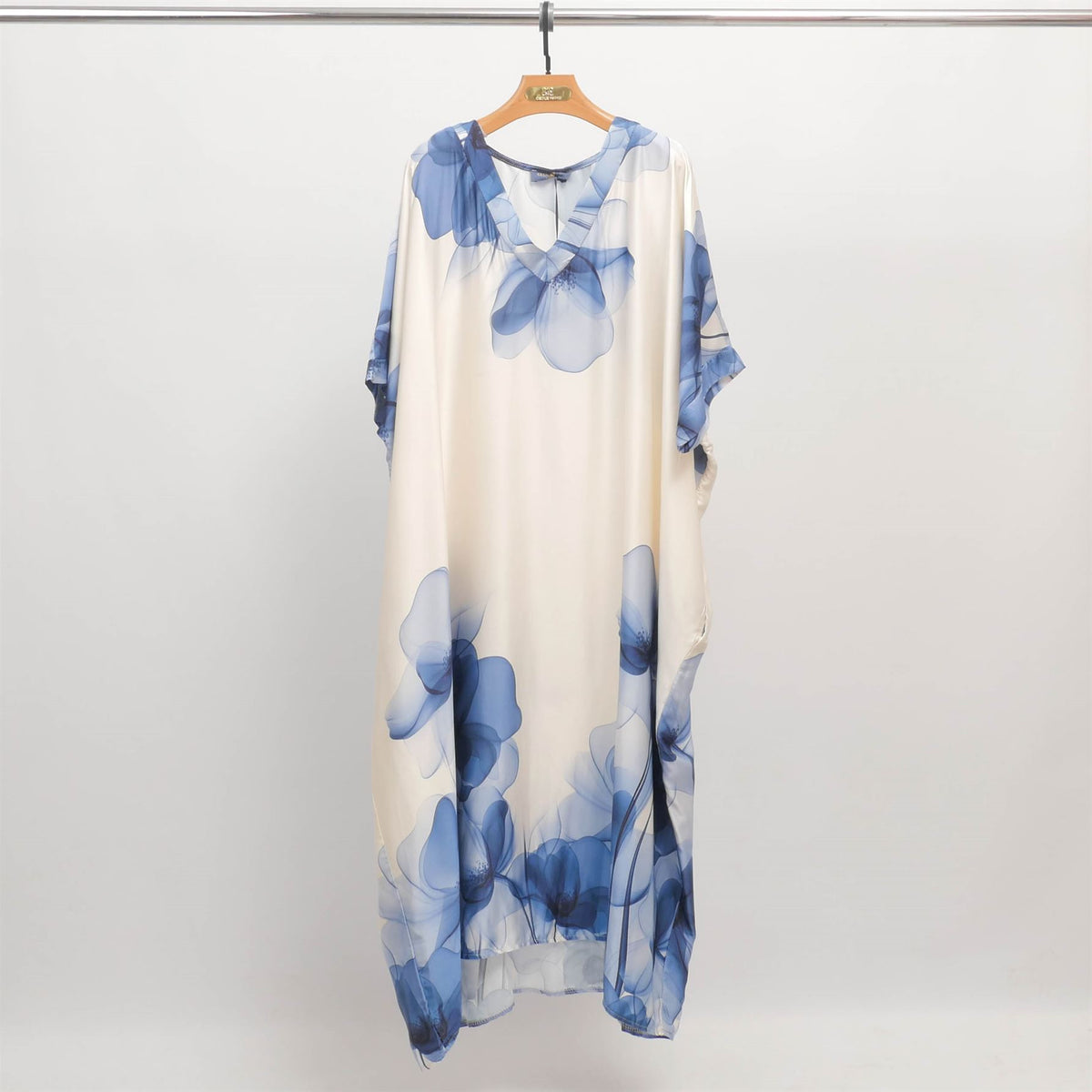 Floral print v neck flowing caftan kd9127vs 1