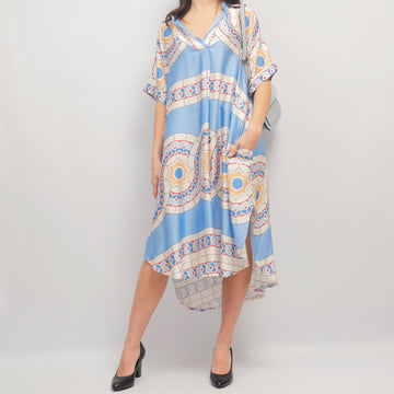 Robe caftan imprimé géométrique col V KD6917VS-17